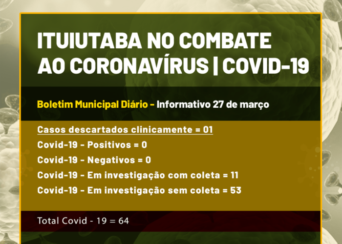 Ituiutaba: Uma alta, mas infecção por Covid-19 continua em progresso, de 55 para 64 casos suspeitos até sexta-feira