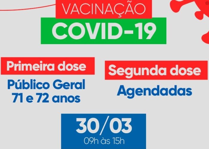 Vacinação de hoje, terça-feira, será para idosos de 71 e 72 anos em quatro pontos de Ituiutaba