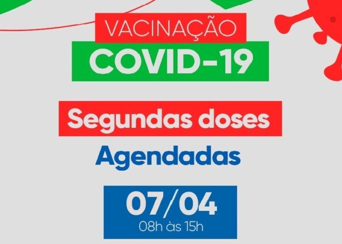 Vacinação contra a Covid-19 nesta quarta-feira,7, será para segundas doses em quatro locais