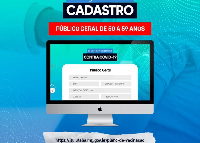 Prefeitura inicia cadastro de pessoas entre 50 e 59  anos para vacinação contra Covid-19