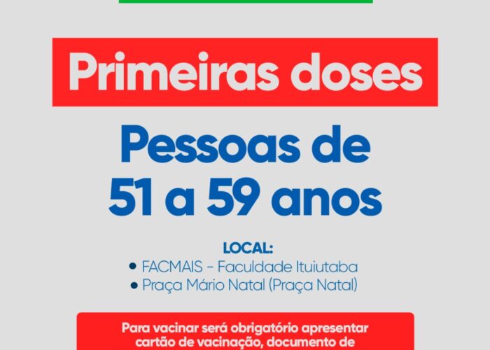 Covid-19: Vacinação nesta quinta (24) seguirá para público geral e grupos prioritários