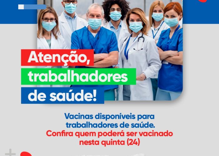 Prefeitura convoca trabalhadores de saúde ainda não vacinados; veja contemplados