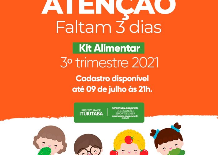 Atenção: inscrições do Kit Alimentar para o 3° trimestre terminam na próxima sexta