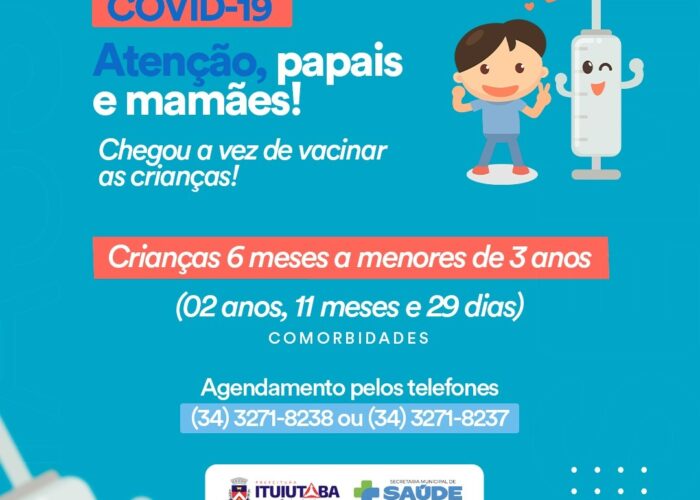 Prefeitura inicia vacinação de Covid para crianças entre 6 meses a menores de 3 anos com comorbidades