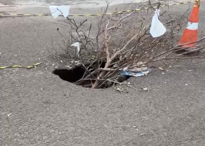 Buraco no meio do cruzamento da Rua México com Av. Tiradentes será eliminado assim que o tempo estabilizar